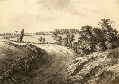Hardwick Hall von Thakley Lane in Derbyshire von Samuel Hieronymous Grimm